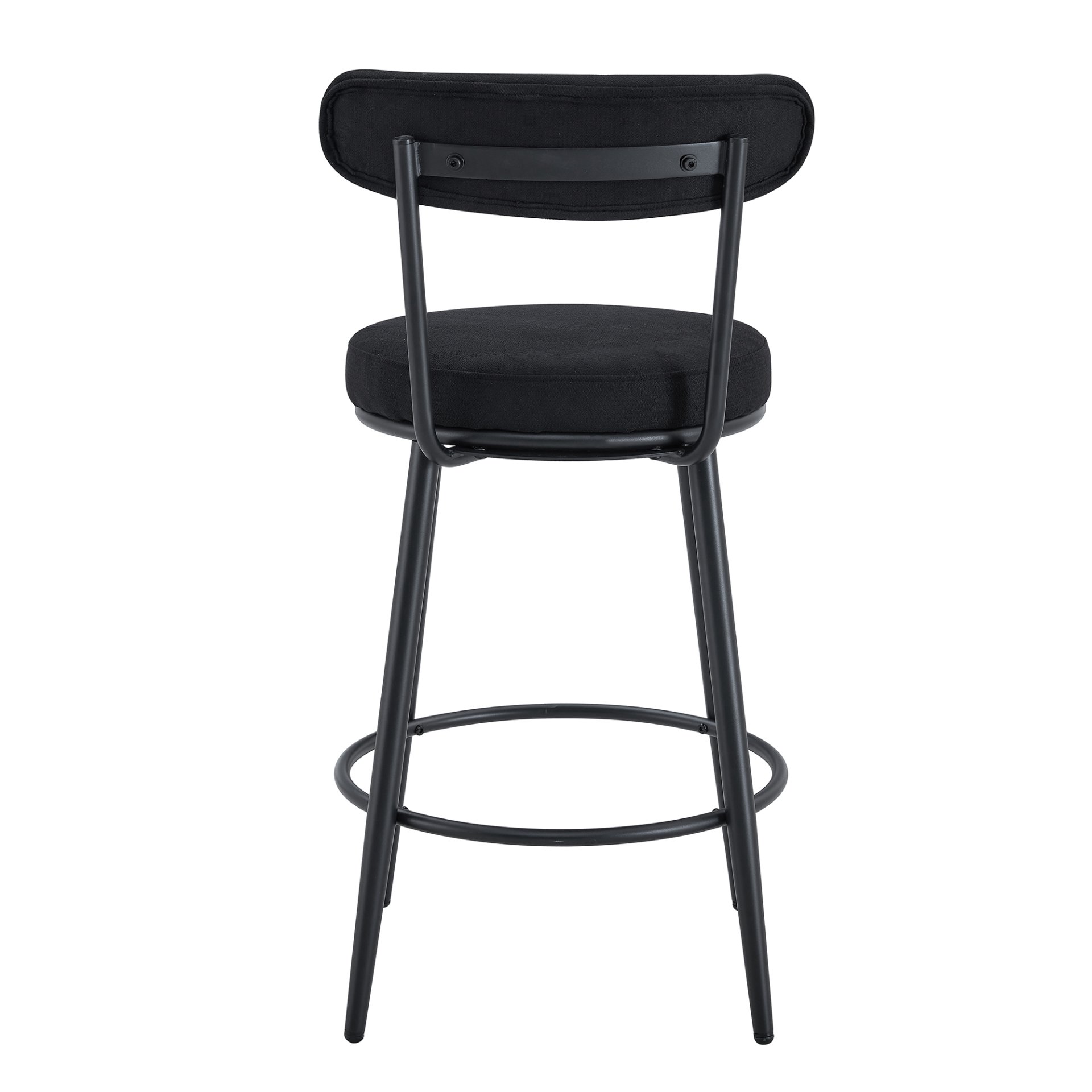 Stylish Ergonomic Bar Chairs Set With Breathable Cushions And Metal Legs, (Set of 2) - Black - Image 18
