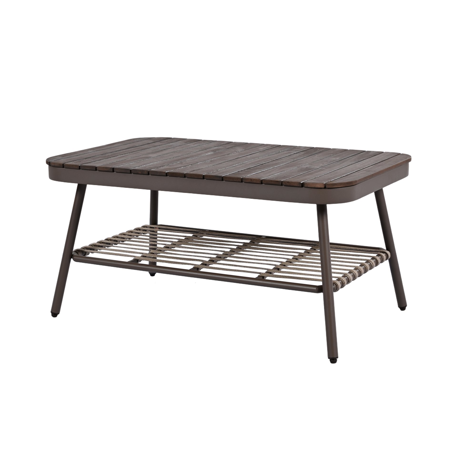 4 Piece Outdoor Patio Furniture Set, Metal Chairs With Woven Rope U Shaped Backrest, Outdoor Conversation Set With Thick Cushions And Coffee Table For Garden, Poolside, Balcony - Brown / Beige - Image 10