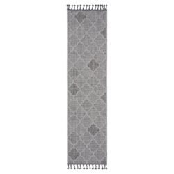 Guros - 2' X 8' Trellis Indoor / Outdoor Area Rug - White / Gray