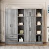 6 Door Wardrobe With Shelves And Drawers - Gray - Image 7