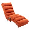Ergonomic Linen Massage Chaise Lounge With Remote Control, 5 Modes - Orange - Image 15