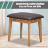 Classic Wood Makeup Vanity Set With Flip-Top Mirror And Stool, Dressing Table With Three Drawers And Storage Space - Brown - Image 14