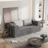 Convertible Couch Bed With 2 Pillows, 3 Seat Folding Floor Couch & King Size Bed Mattress, Diy Combination - Gray - Image 2