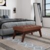 Draper - Mid Century Tufted Ottoman Bench - Distressed Saddle Brown - Image 7