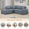 Sleeper Sectional Sofa, L-Shape Corner Couch Sofa - Bed With Storage Ottoman & Hidden Arm Storage & USB Charge For Living Room Apartment - Dark Gray - Image 7