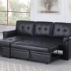 Lexi - Vegan Leather Modern Reversible Sleeper Sectional Sofa With Storage Chaise - Black - Image 7