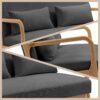 Leisure Chair With Solid Wood Armrest And Feet, Mid-Century Modern Accent Sofa, 2 Seat - Dark Gray - Image 5