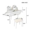 Modern Corner Makeup Vanity Desk With Large Storage, LED Mirror & Stool, Adjustable Brightness, Space Saving - White - Image 3