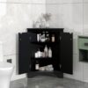 Triangle Bathroom Storage Cabinet With Adjustable Shelves, Freestanding Floor Cabinet For Home Kitchen - Black - Image 20