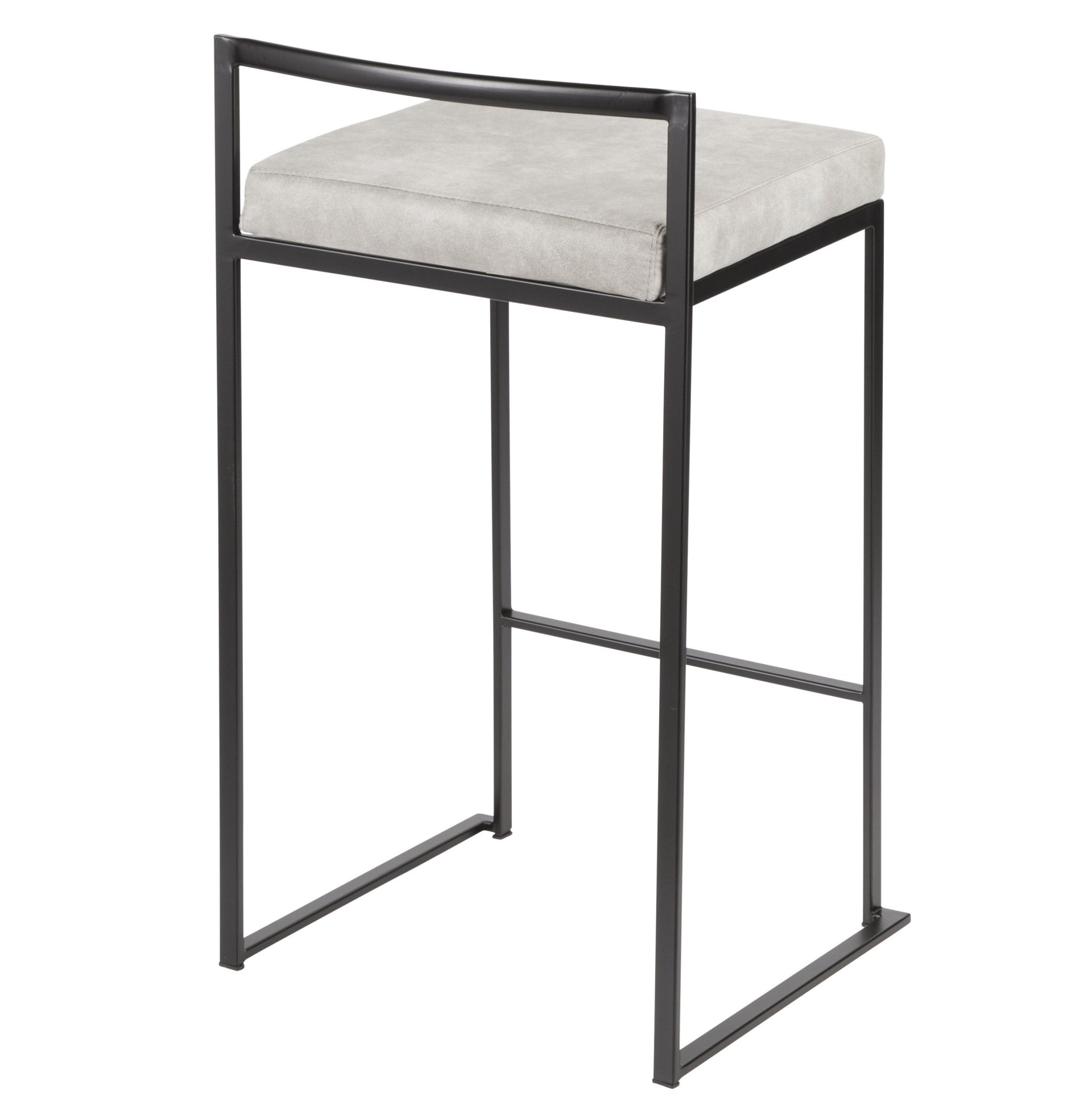 Fuji - Contemporary Stackable Counter Stool (Set of 2) - Black / Light Gray - Image 4