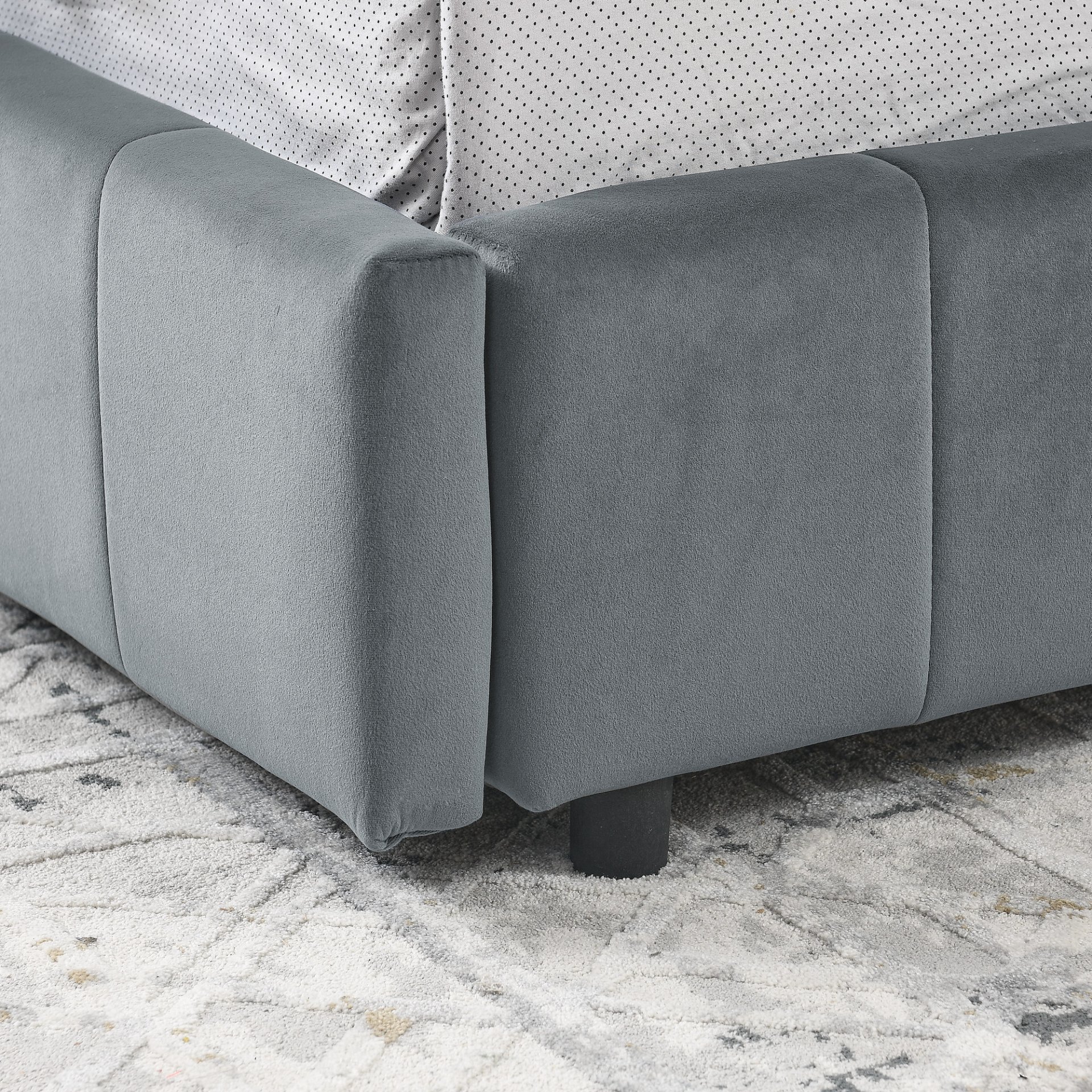 Mid Century Upholstered Tufted Full Size Storage Bed Frame With Backrest And Armrests - Gray - Image 10