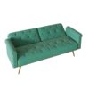 Velvet Sofa Bed With Nail Head Trim And Throw Pillow Sponge Filling Metal Legs - Green - Image 9