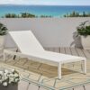 Outdoor Chaise Lounge Chair, Aluminum Adjustable Outside Chair For Pool Patio Beach Yard, All Weather Use UV Resistant 400Lbs Weight Capacity - White - Image 4