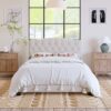Queen Upholstered Platform Bed With Saddle Curved Headboard And Diamond Tufted Details - Beige - Image 9