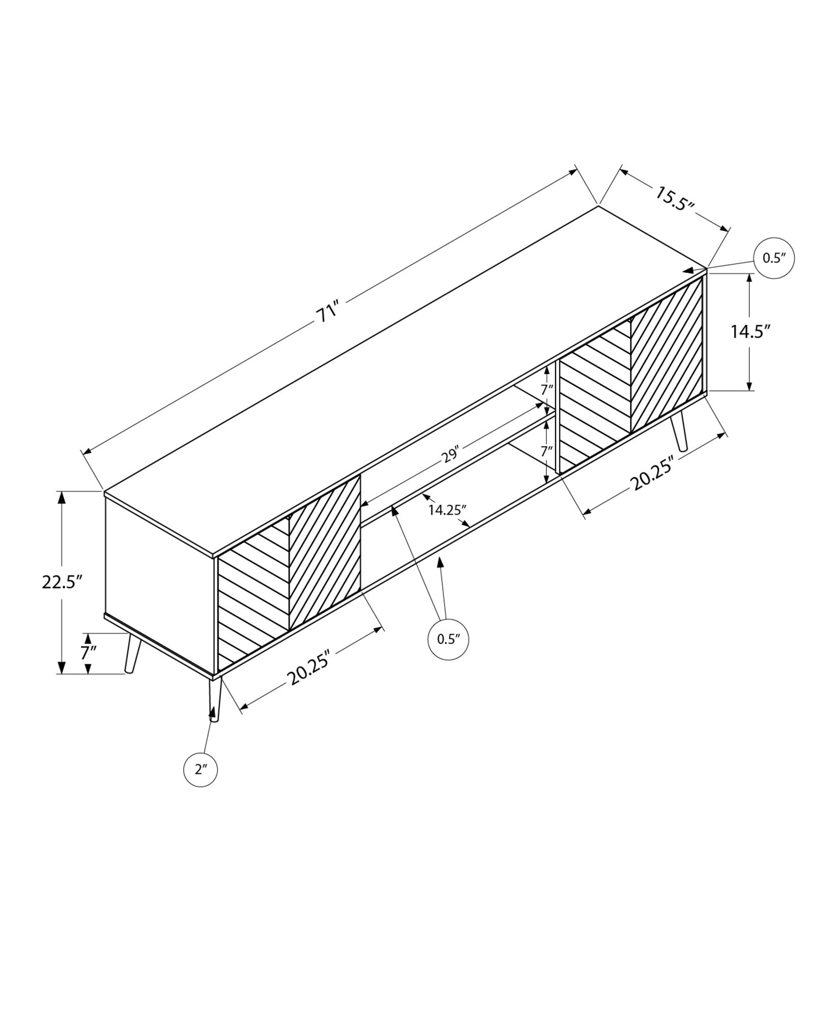 TV Stand, Console, Media Entertainment Center, Storage Cabinet, Modern Design - Black - Image 4
