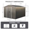 8X10Ft Outdoor Metal Storage Shed - Gray - Image 3