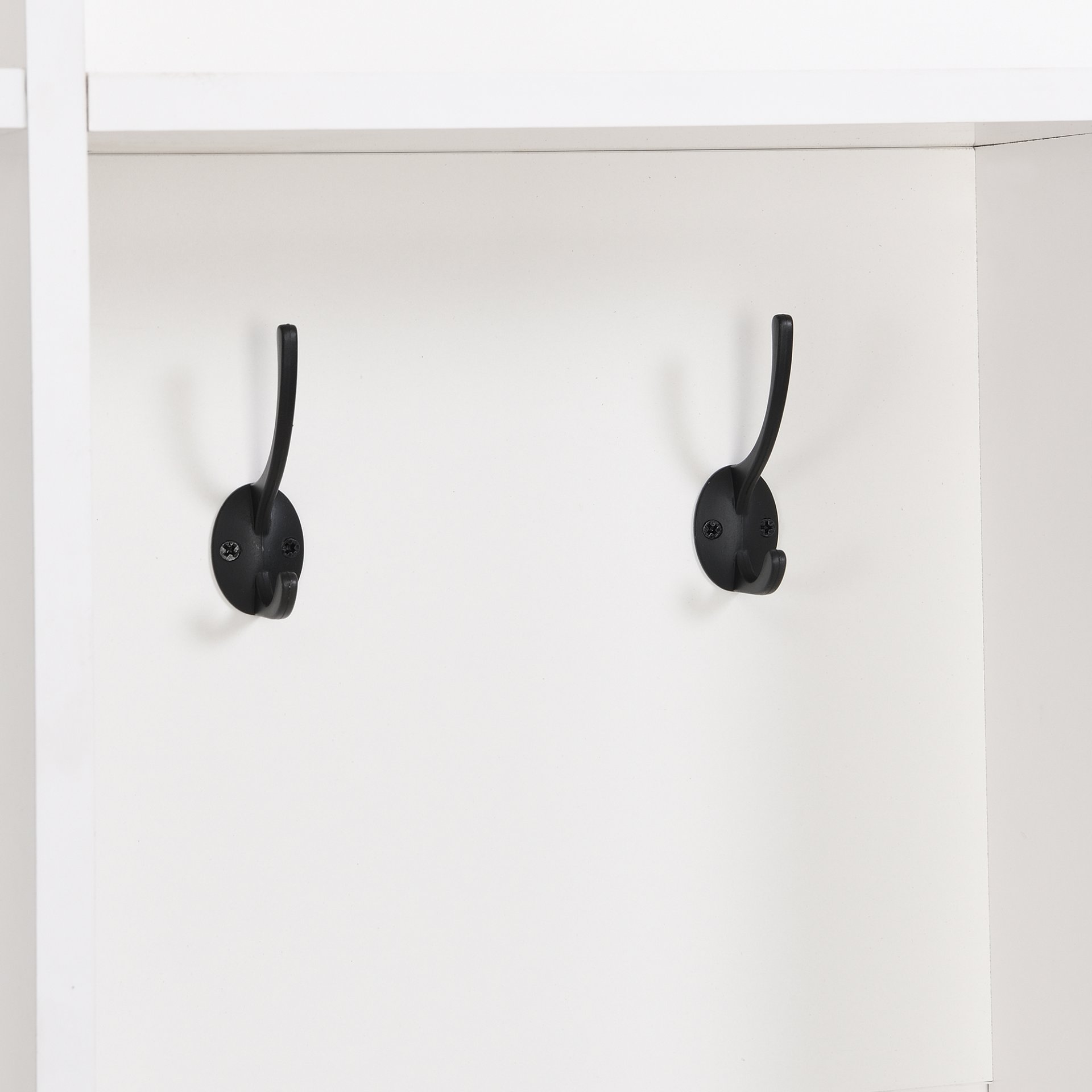 Wide Design Hall Tree With Storage Bench, Minimalist Shoe Cabinet With Cube Storage & Shelves, Multifunctional Coat Rack With 8 Hooks For Entryways, Mudroom - White - Image 10