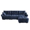 Elegant 3 Seater Sofa Set With Ottoman And Pillows, Textured, High Resilience Cushions - Blue - Image 18