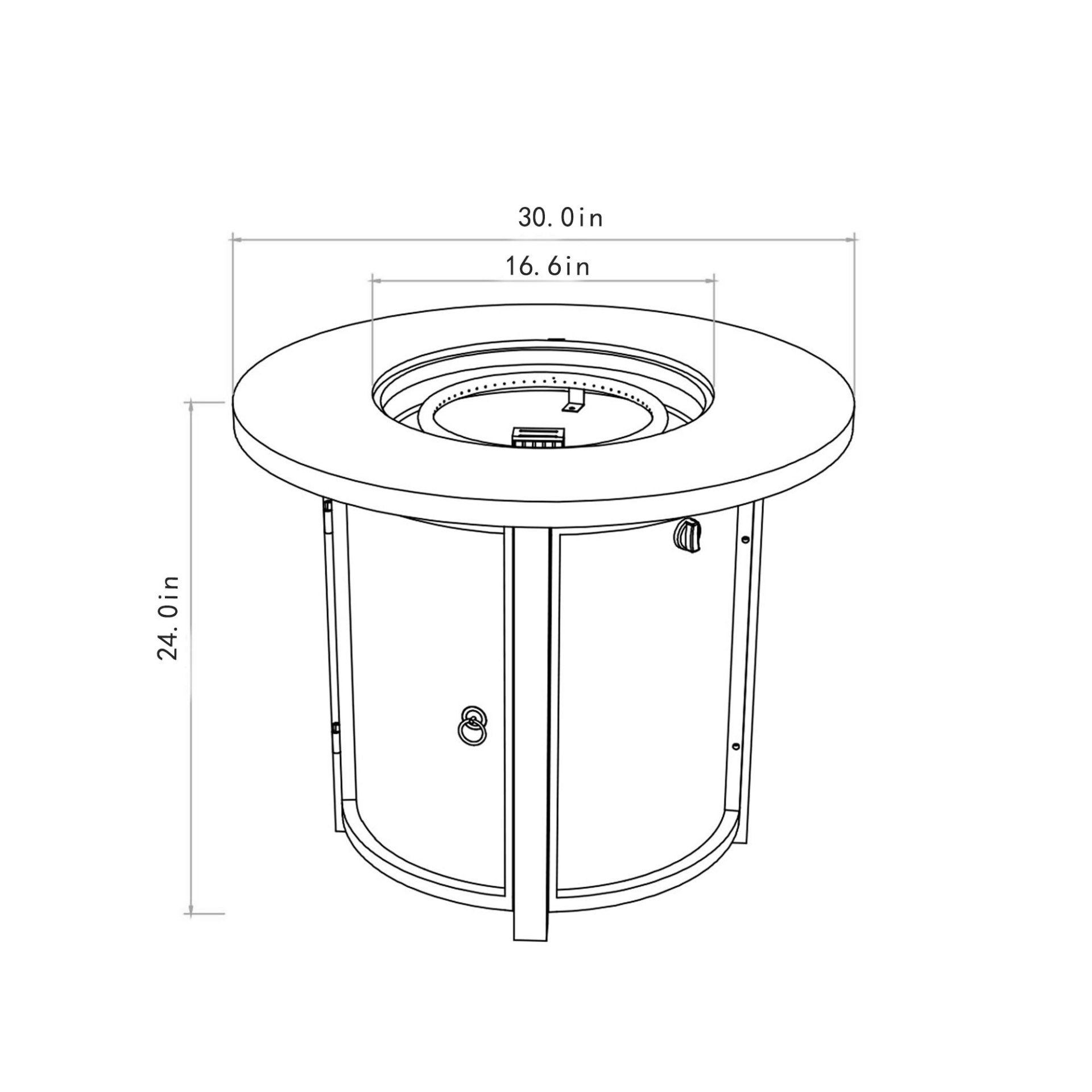 30" Propane Round Fire Table 40000Btu Propane Fire Pit Table - Black - Image 3