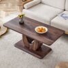 Modern Minimalist Texture Sticker Patterned Rectangular Coffee Table - Walnut Dark Brown - Image 2