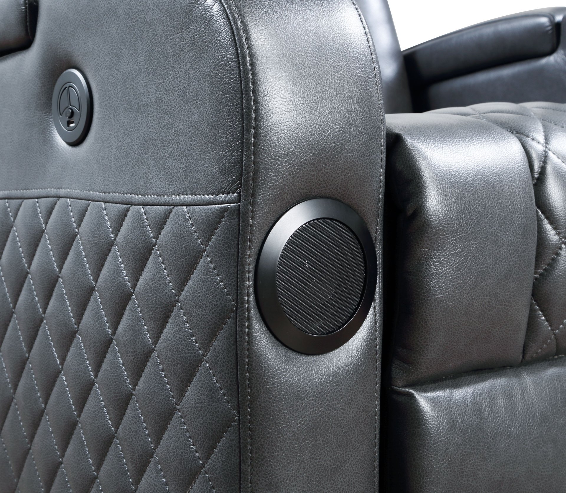 Alair - Leather Aire Power Motion Recliner With Bluetooth, Wireless Charger Cupholder - Dark Gray - Image 5