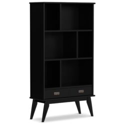 Draper - Mid Century Wide Bookcase And Storage Unit - Black
