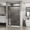 Matte Black Double Sliding Glass Shower Door With Aluminum Frame And SGCC Clear Tempered Glass - Black - Image 7