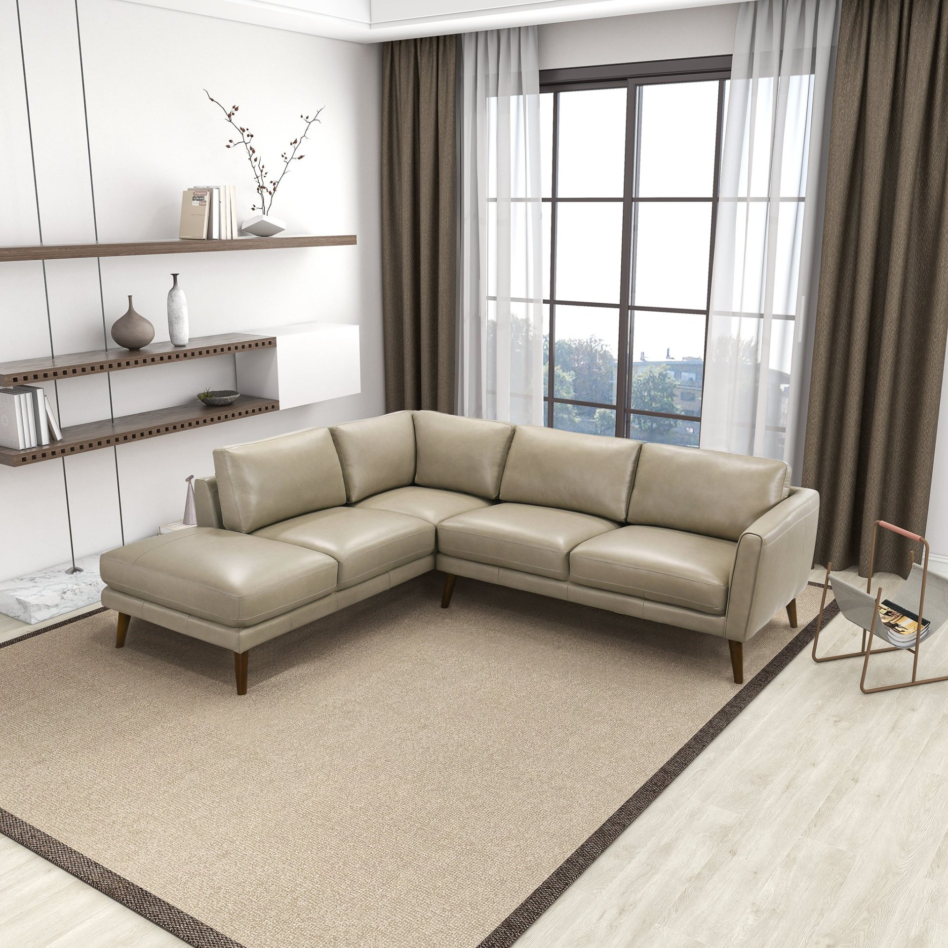 Benson - Sectional Sofa Left Facing Chaise - Beige - Image 6