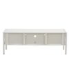 Rattan TV Cabinet With Variable Color Light Strip, Double Sliding Doors For Storage, Adjustable Shelf, Metal Legs, TV Console For Living Room - White - Image 15