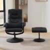 Recliner Chair With Ottoman 360° Swivel Massage Lounge Chair With 5 Point Vibration & Heated Seat 140° Adjustable Recliner - Black - Image 12