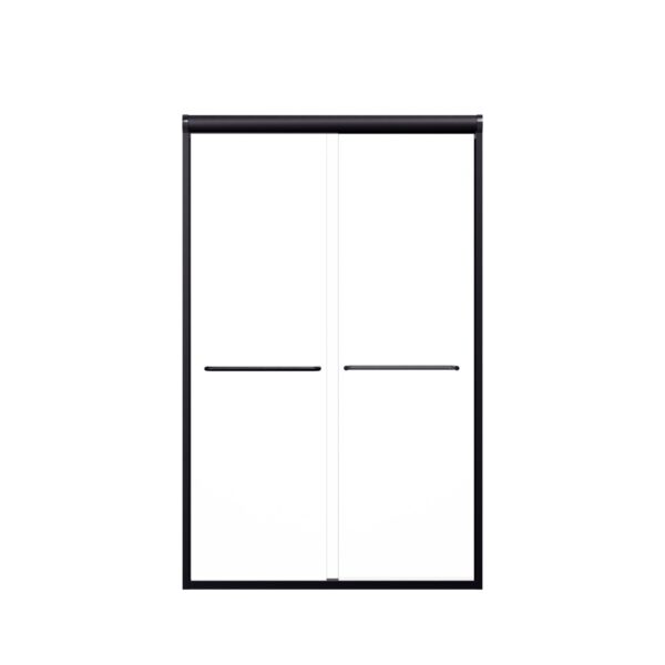 Modern Semi Frameless Double Sliding Shower Door With Sgcc Tempered Glass - Matte Black