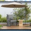 Modern Curved Aluminum Lounge Chair With Stylish Rope - Weave Design And Cushioned Comfort For Outdoor Living - Gray - Image 2
