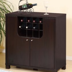 Wine Cabinet With Two Doors Removeable Wine Bottle Rack Metal Wine Glass Racks Four Shelves - Red Cocoa