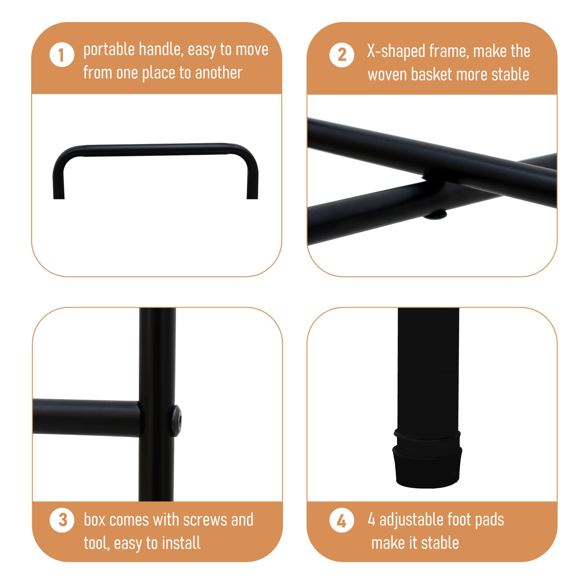 Modern 3 Tier Handwoven Side Table With Oval Organizer In Metal And Paper Rope - Black - Image 14