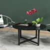 Round Whole Coffee Table, Clear Coffee Table,Modern Side Center Tables For Living Room, Living Room Furniture - Black - Image 7