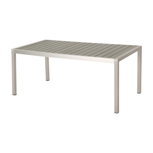 Coral Outdoor Aluminum Dining Table With Faux Wood Top - Gray