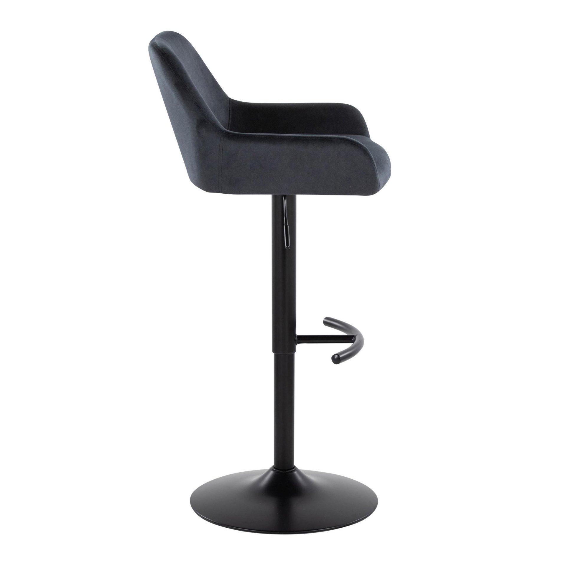 Daniella - Contemporary Adjustable Barstool With Swivel With Rounded T Footrest (Set of 2) - Black - Image 3