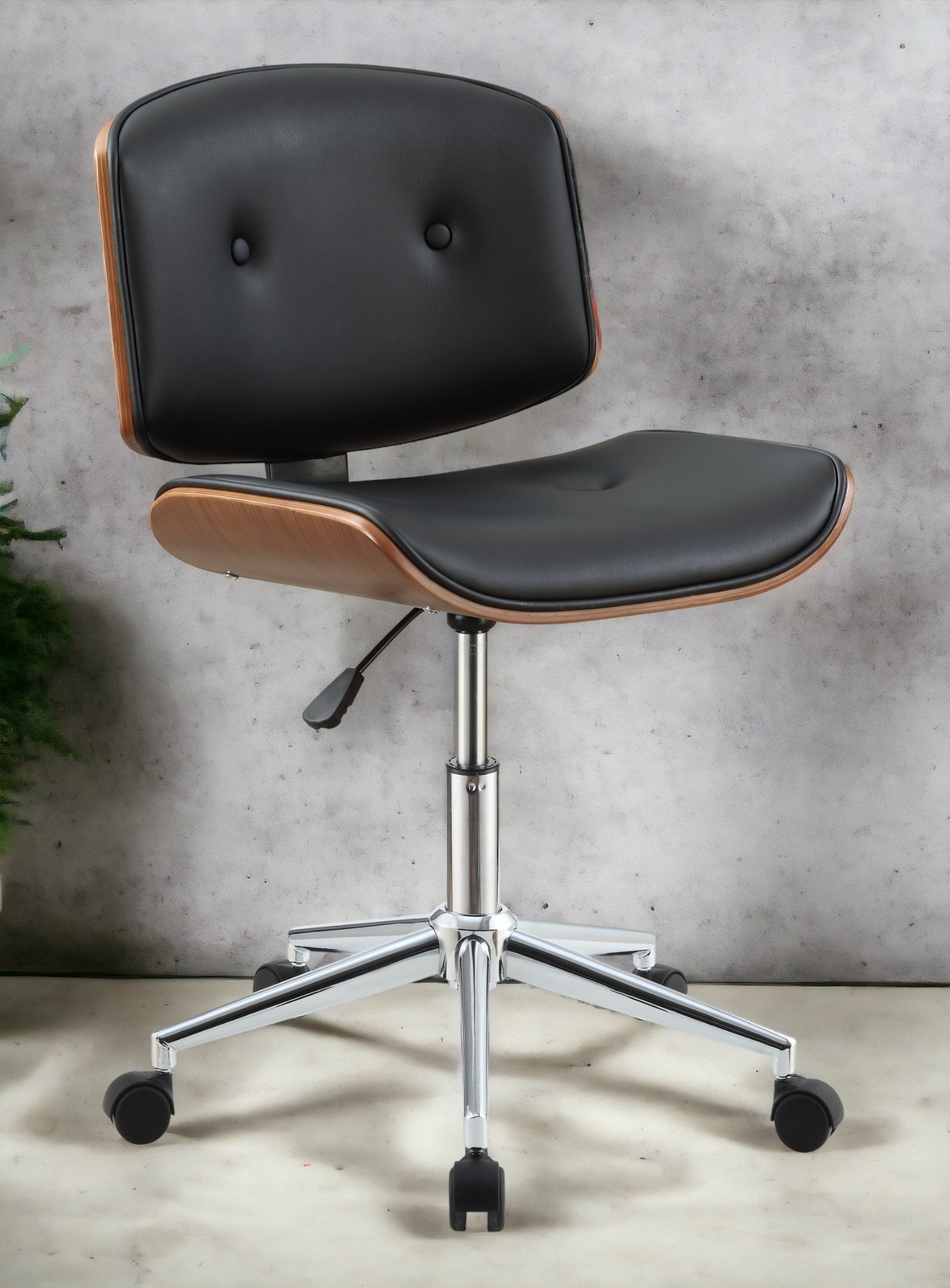Camila - Synthetic Leather Office Chair - Black - Image 2