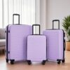 3 Piece Luggage Sets Lightweight Suitcase With Two Hooks, Spinner Wheels, Tsa Lock, (20/24/28) - Lavender Purple - Image 2