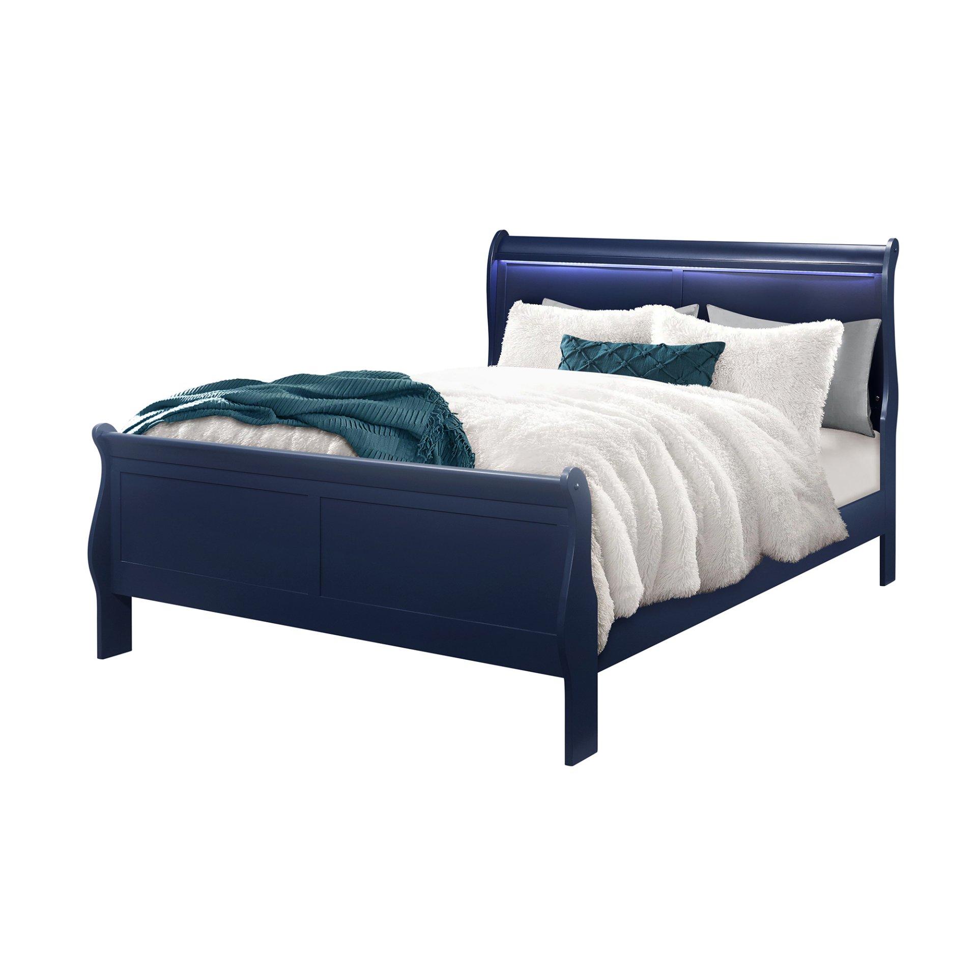 Charlston - Queen Bed With LED - Blue - Image 6
