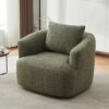 360° Swivel Chair, Chenille Upholstered Barrel Sofa Chair With Throw Pillow, For Living Room, Office - Green - Image 2