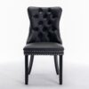 Nikki - Modern, High-End Tufted Solid Wood Contemporary And Velvet Upholstered Dining Chair With Wood Legs Nailhead Trim (Set of 2) - Black / Gray - Image 3