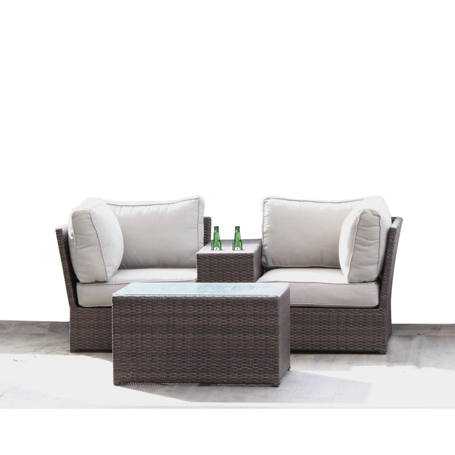 Handcrafted 2 Piece Outdoor Rattan Seating Group With Cushions - Espresso - Image 6