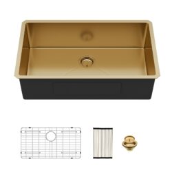 Undermount Kitchen Sink 32" X 19", 16 Gauge Deep Single Bowl - Gold