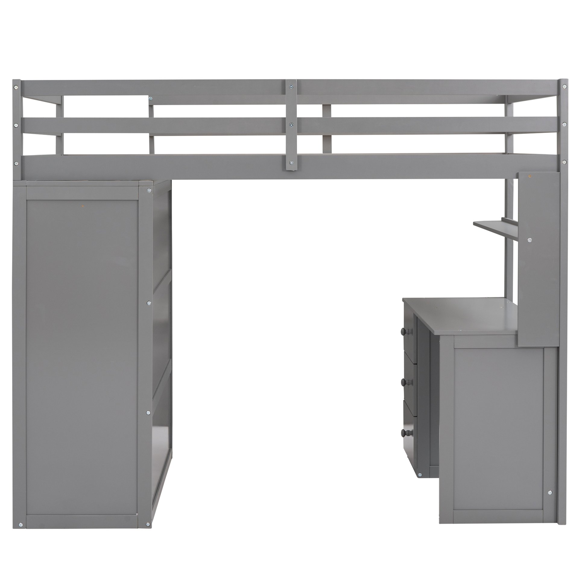 Twin Size Loft Bed With Drawers, Desk, And Wardrobe - Gray - Image 12