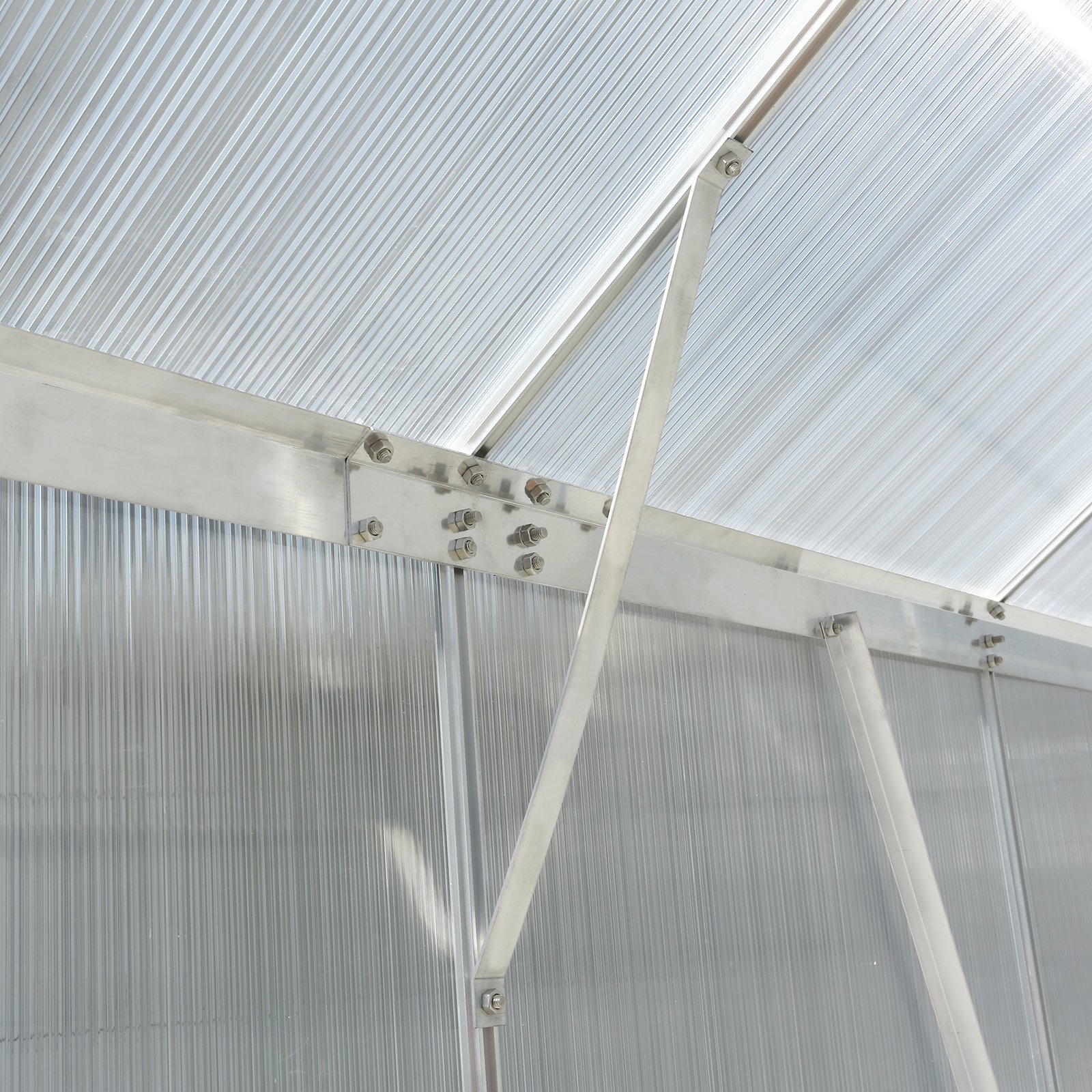 6.3'x10.2'x7' Polycarbonate Greenhouse, Heavy Duty Outdoor Aluminum Walk-In Green House Kit With Rain Gutter, Vent And Door For Backyard Garden - Aluminium - Image 18