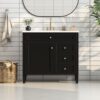 Bathroom Vanity With Top Sink, Modern Bathroom Storage Cabinet, 2 Drawers And A Tip-Out Drawer, Single Sink Bathroom Vanity - Black - Image 2