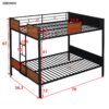 Full Over Full Bunk Bed Modern Style Steel Frame Bunk Bed With Safety Rail, Built-In Ladder For Bedroom - Brown - Image 8