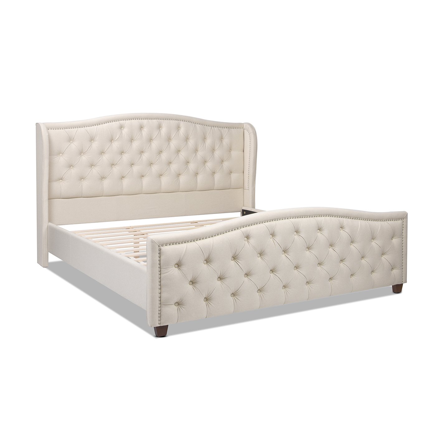 Fontana - King Wingback Upholstered Platform Bed Frame - Sky Neutral Beige - Image 10