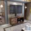 Rustic Brown TV Console With Push-To-Open Storage Cabinet For TV, Wood & Glass TV Stand For Living Room Bedroom - Rustic Brown - Image 6